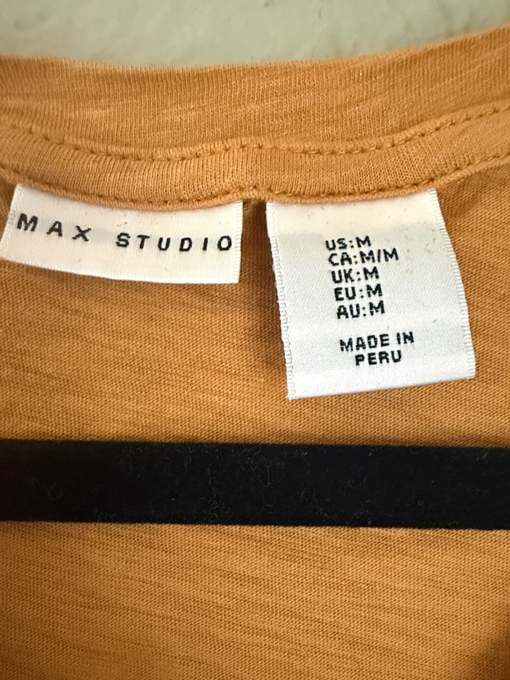 Max Studio Mustard Slub V-Neck Pocket Tee - Picture 2 of 5
